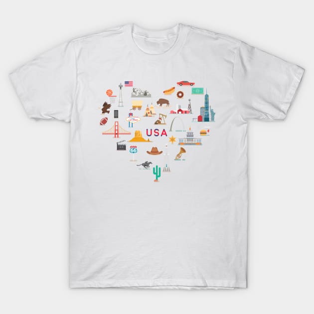 USA famous places and landmarks T-Shirt by Antikwar